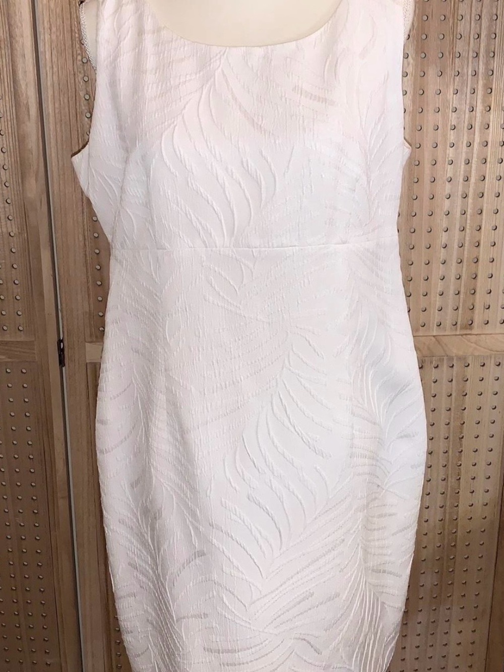 Kasper White Textured Midi Sheath Dress